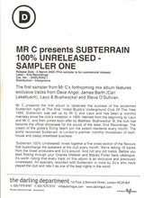 Mr.C* : Subterrain 100% Unreleased (Sampler One) (12", Promo, Smplr)